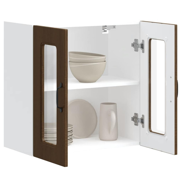 Armario pared cocina puerta de cristal Kalmar roble marrón M 5