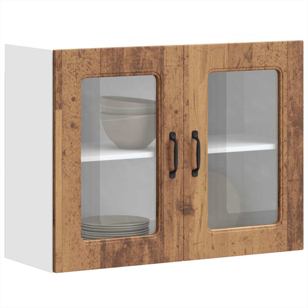 Armario pared cocina puerta de cristal Kalmar madera vieja D