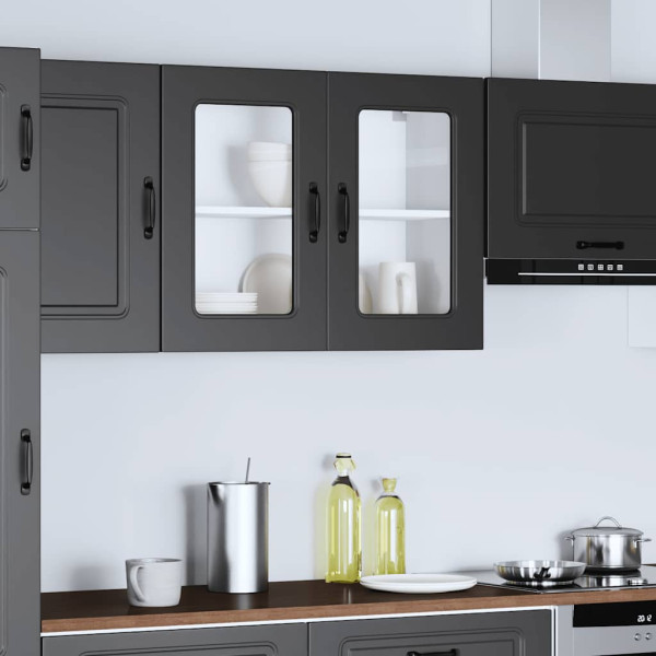Armario pared cocina puerta de cristal Kalmar negra M 4