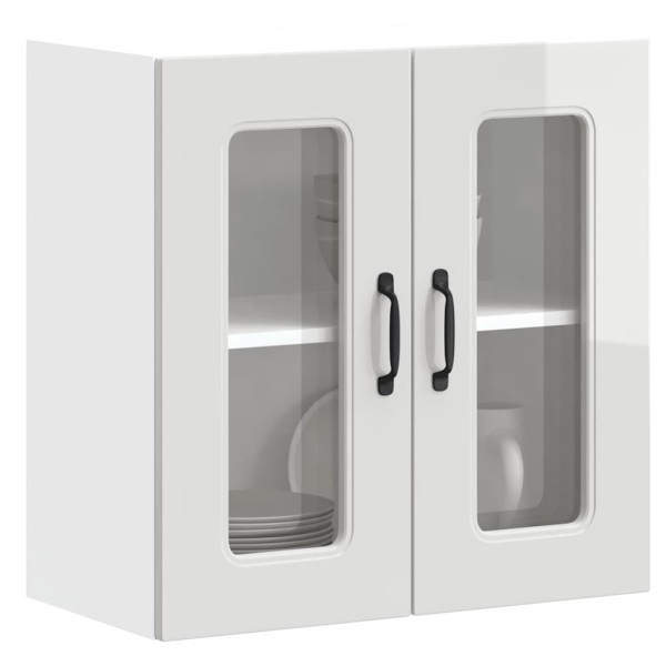 Armario pared cocina puerta cristal Kalmar blanca alto brillo D
