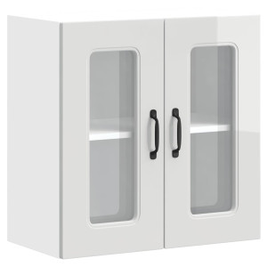 Armario pared cocina puerta cristal Kalmar blanca alto brillo H