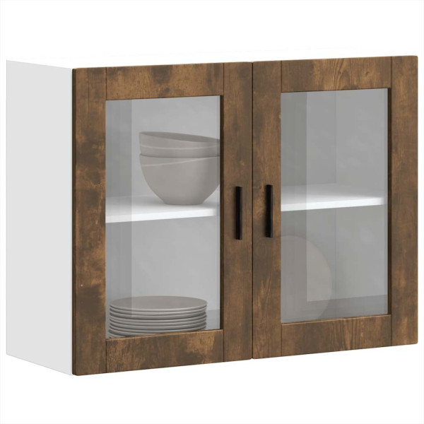 Armario de pared para cocina puerta cristal Porto roble ahumado D