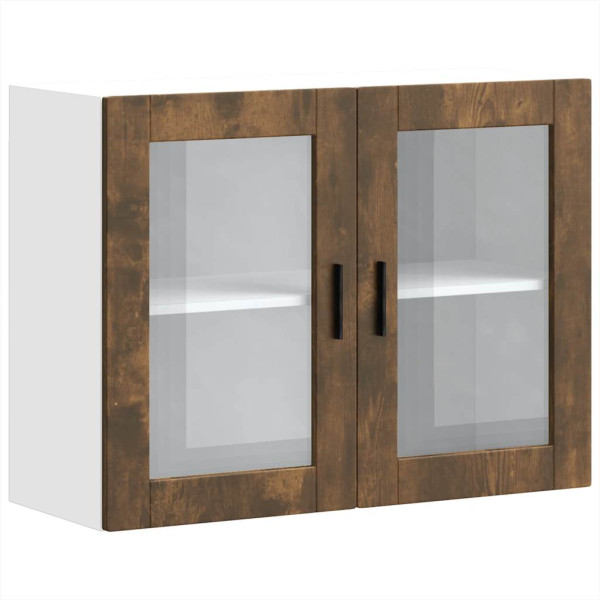 Armario de pared para cocina puerta cristal Porto roble ahumado M 2