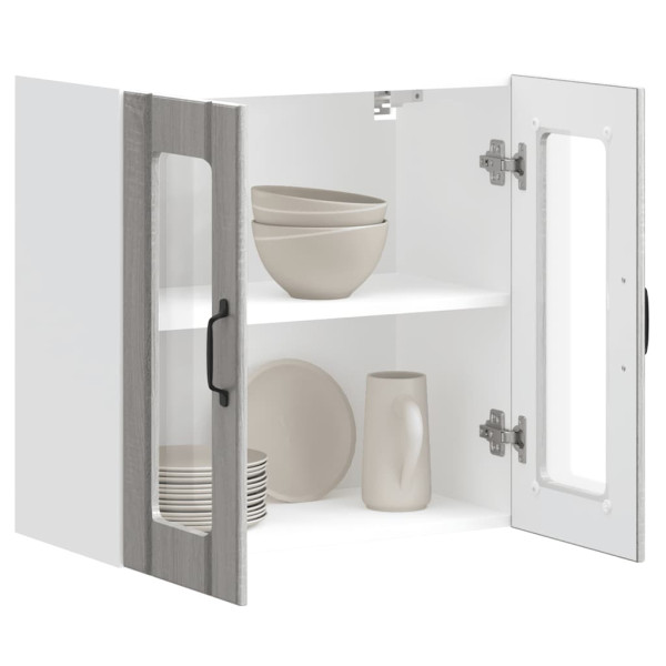 Armario pared cocina puerta de cristal Lucca sonoma gris M 5