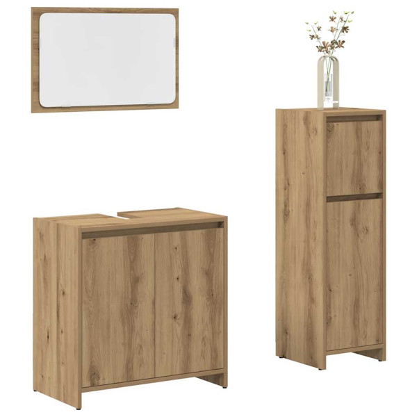 Juego de muebles baño 3 piezas madera ingeniería roble artisan D