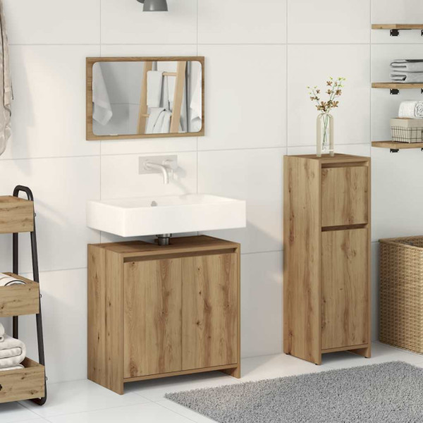 Juego de muebles baño 3 piezas madera ingeniería roble artisan M 3