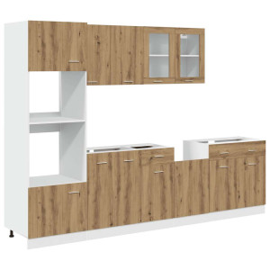 Set de muebles cocina 7 pzas madera ingeniería roble artesanal H