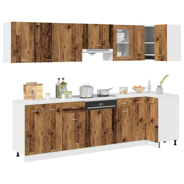 Mueble de cocina 11 piezas madera contrachapada madera vieja D