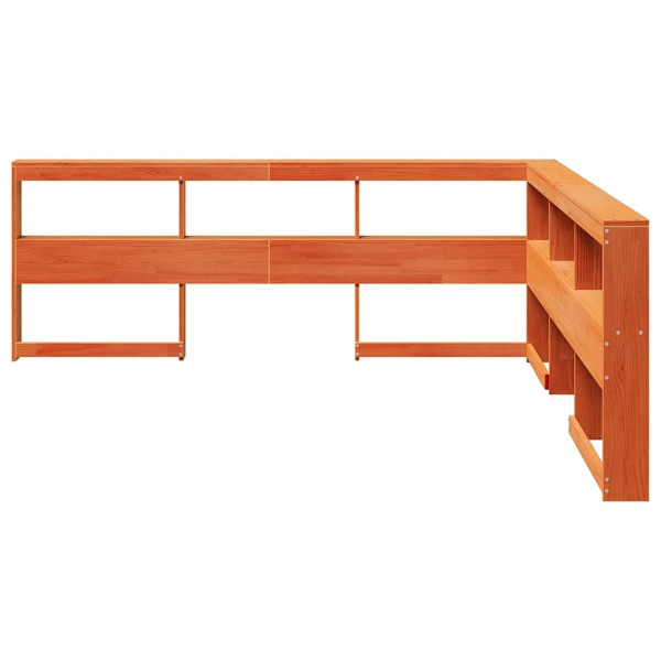 Estante cabeceira forma de L 200 cm pinho maciço castanho-mel M 4