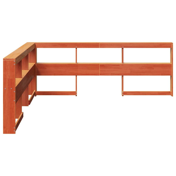 Estante cabeceira forma de L 200 cm pinho maciço castanho-mel M 5