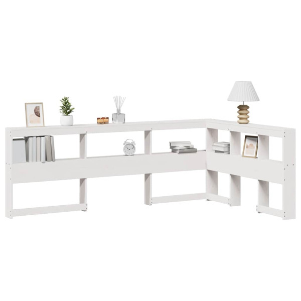 Cabecero librería en forma L madera maciza pino blanco 120 cm D