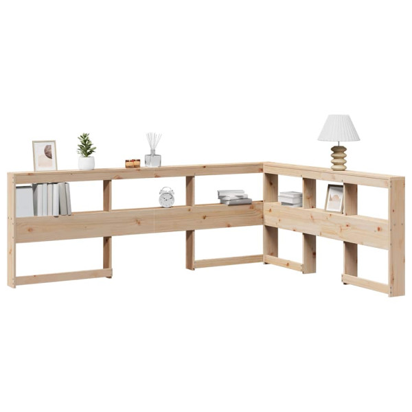 Cabecero librería en forma de L madera maciza de pino 150 cm D