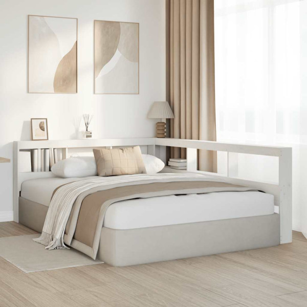 Cabecero librería en forma L madera maciza pino blanco 40 cm M 3