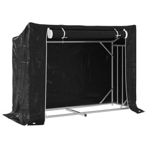 Rack de lenha tampa de chuva 151x60.5x110.5 cm aço galvanizado H