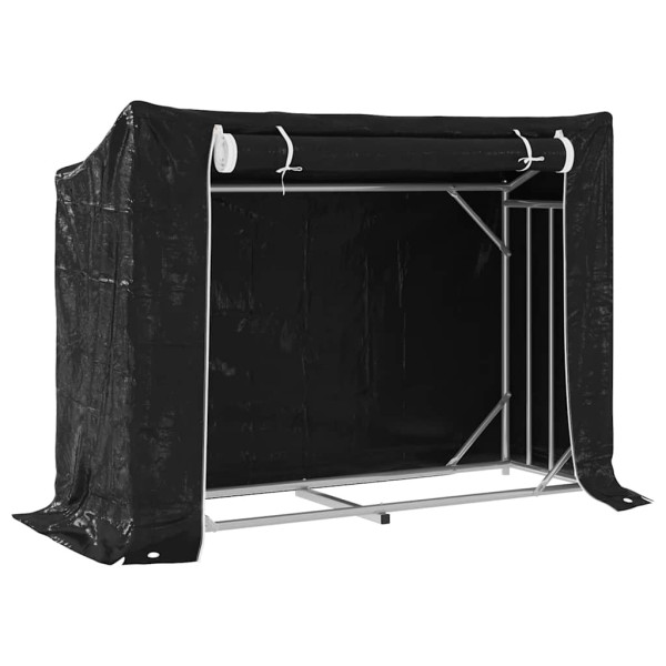 Rack de lenha tampa de chuva 151x60.5x110.5 cm aço galvanizado M 2