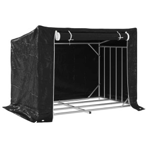 Rack de lenha tampa chuva 150.5x100.5x110.5cm aço galvanizado H