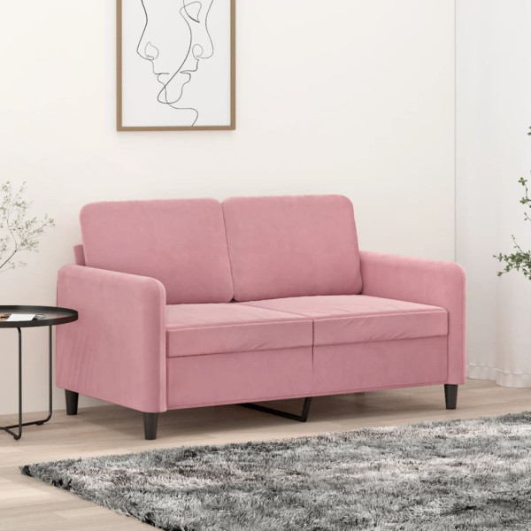 Sofá de 2 plazas terciopelo rosa 120 cm D