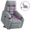 Sillón de masaje eléctrico reclinable elevable tela gris claro 1