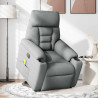 Sillón de masaje eléctrico reclinable elevable tela gris claro 2