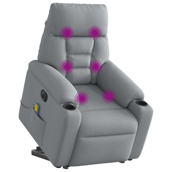 Poltrona elétrica reclinável massagens tecido cinzento-claro M 3