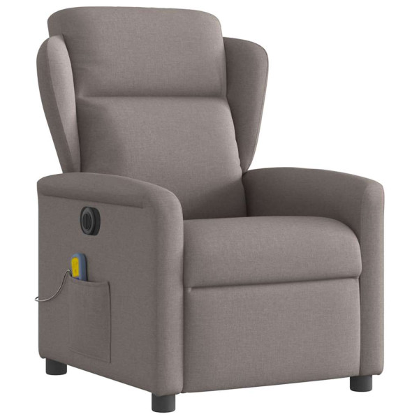 Sillón reclinable de masaje eléctrico tela gris taupe M 4