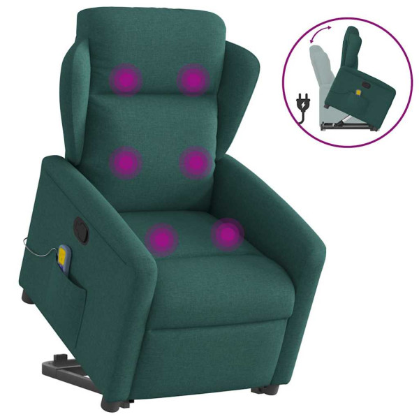 Silla de masaje reclinable de pie de tela verde oscura D