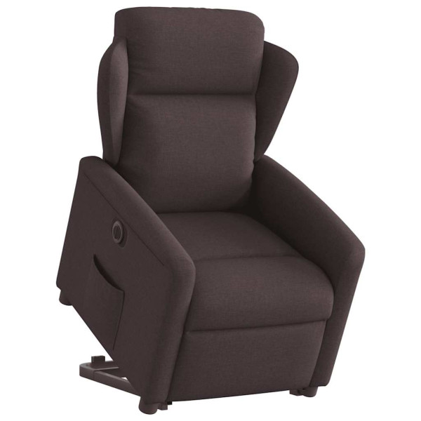 Sillón eléctrico reclinable elevable de tela marrón oscuro M 3