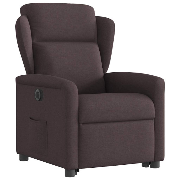 Sillón eléctrico reclinable elevable de tela marrón oscuro M 4