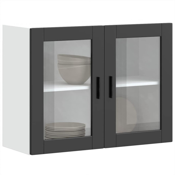Armario de pared para cocina con puerta de cristal Porto negro D