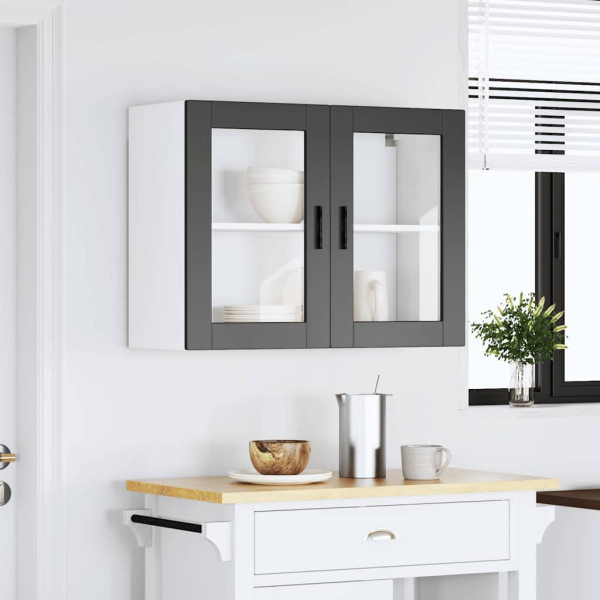 Armario de pared para cocina con puerta de cristal Porto negro M 4