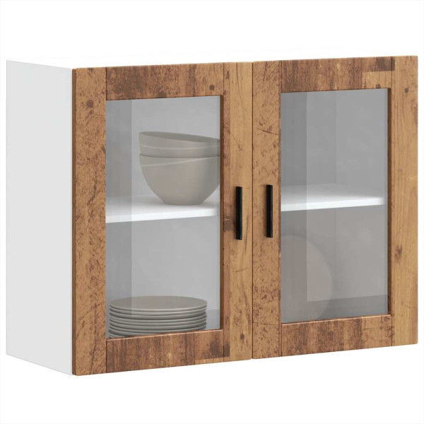 Armario de pared para cocina puerta cristal Porto madera vieja D