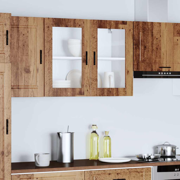 Armario de pared para cocina puerta cristal Porto madera vieja M 3