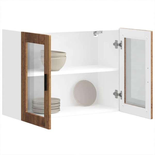 Armario de pared para cocina puerta cristal Porto madera vieja M 5