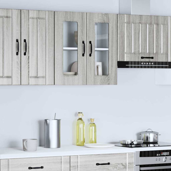 Armario pared cocina puerta de cristal Kalmar sonoma gris M 3