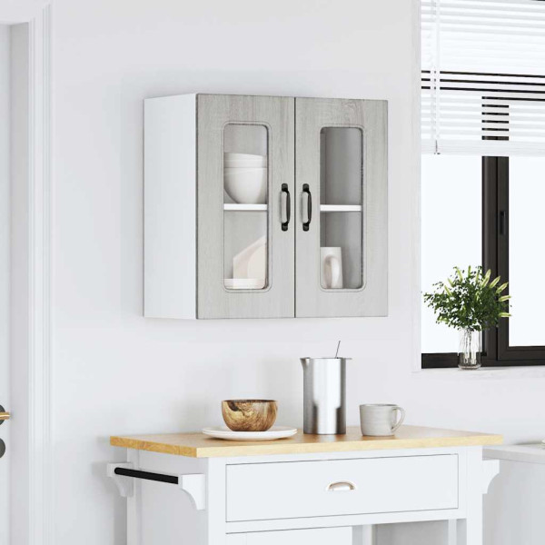 Armario pared cocina puerta de cristal Kalmar sonoma gris M 4