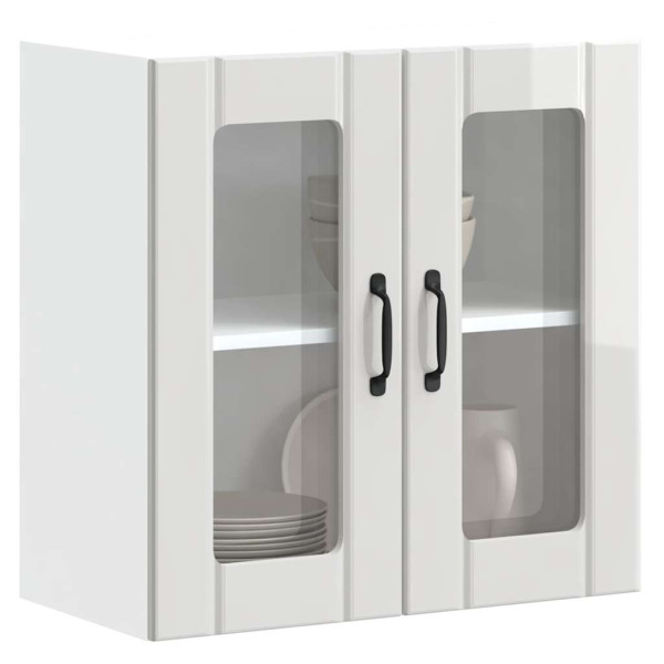 Armario pared cocina puerta cristal Lucca blanca alto brillo D