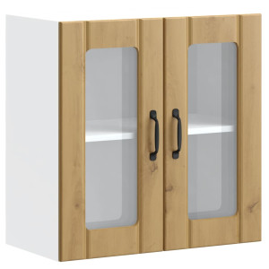 Armario pared cocina puerta de cristal Lucca roble artesanal H