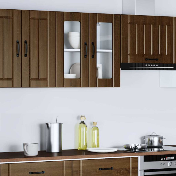 Armario pared cocina puerta de cristal Lucca roble marrón M 4