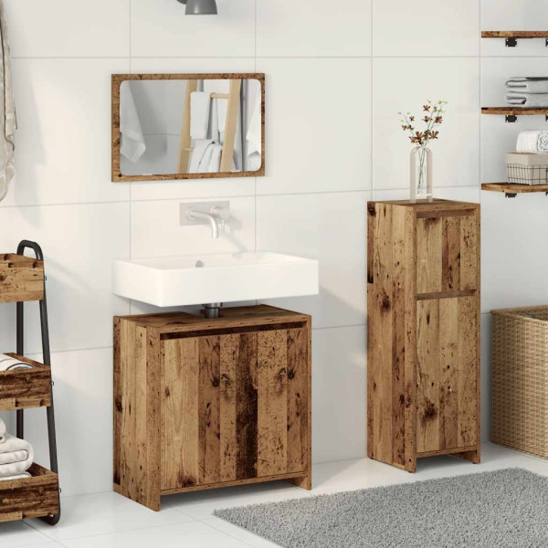 Juego de muebles de baño 3 piezas madera ingeniería envejecida M 3