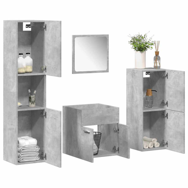 Juego muebles de baño 4 pzas madera contrachapada gris hormigón D