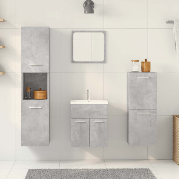 Juego muebles de baño 4 pzas madera contrachapada gris hormigón M 3