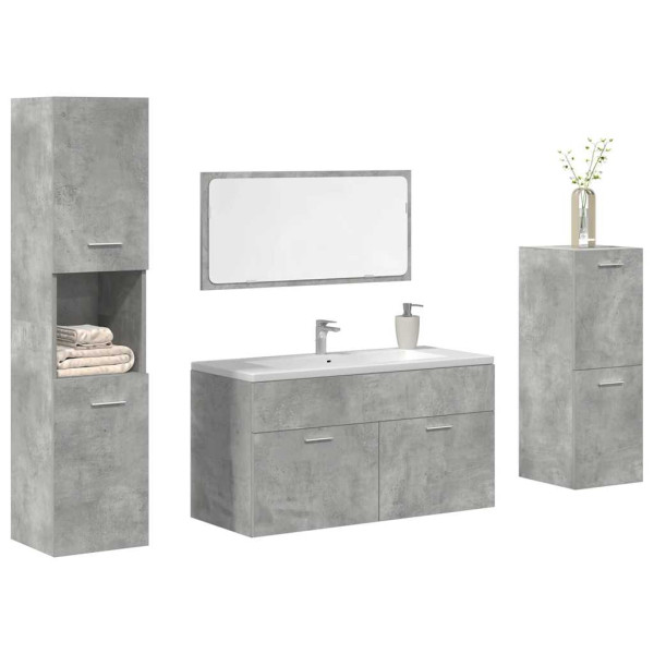 Juego muebles de baño 4 pzas madera contrachapada gris hormigón D