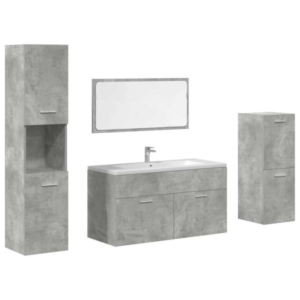 Juego muebles de baño 4 pzas madera contrachapada gris hormigón M 2