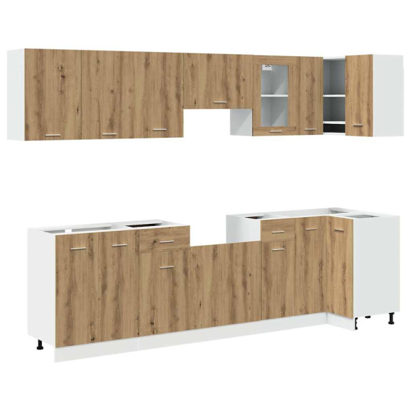 Set de muebles cocina 11 pzas madera ingeniería roble artesanal M 2