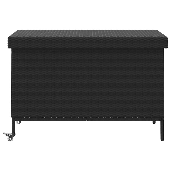 Caixa de arrumação jardim com rodas 110x55x73 cm vime PE preto M 4