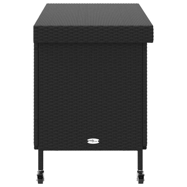 Caja almacenaje jardín ruedas ratán sintético negro 110x55x73cm M 5