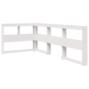 Cabecero librería en forma de L madera maciza pino blanco 90cm H
