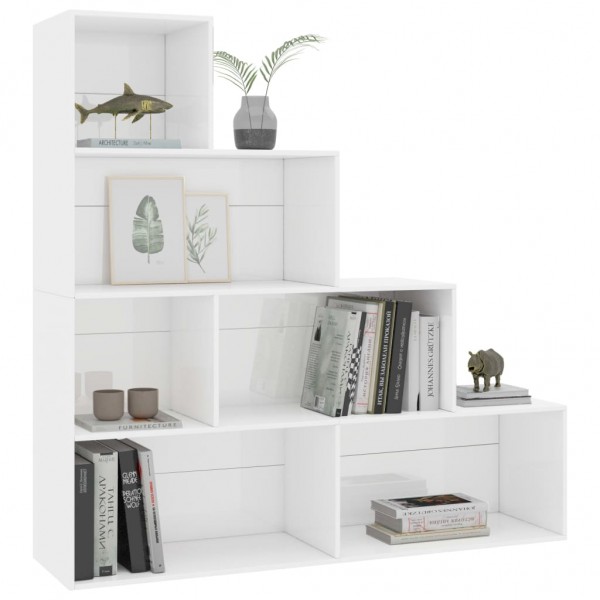 Estantería madera contrachapada blanco brillante 155x24x160cm M 2