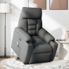 Sillón de masaje eléctrico reclinable elevable tela gris oscuro 2