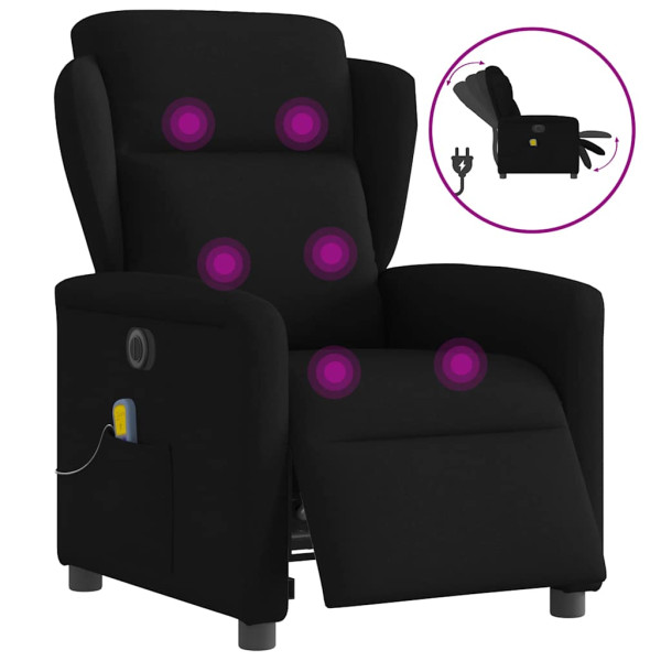 Sillón reclinable de masaje eléctrico tela negro D